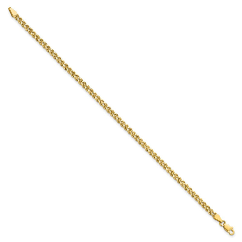 10K Yellow Gold 3.0mm Wide Diamond Cut Double Rope Chain Bracelet