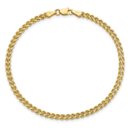 10K Yellow Gold 3.0mm Wide Diamond Cut Double Rope Chain Bracelet