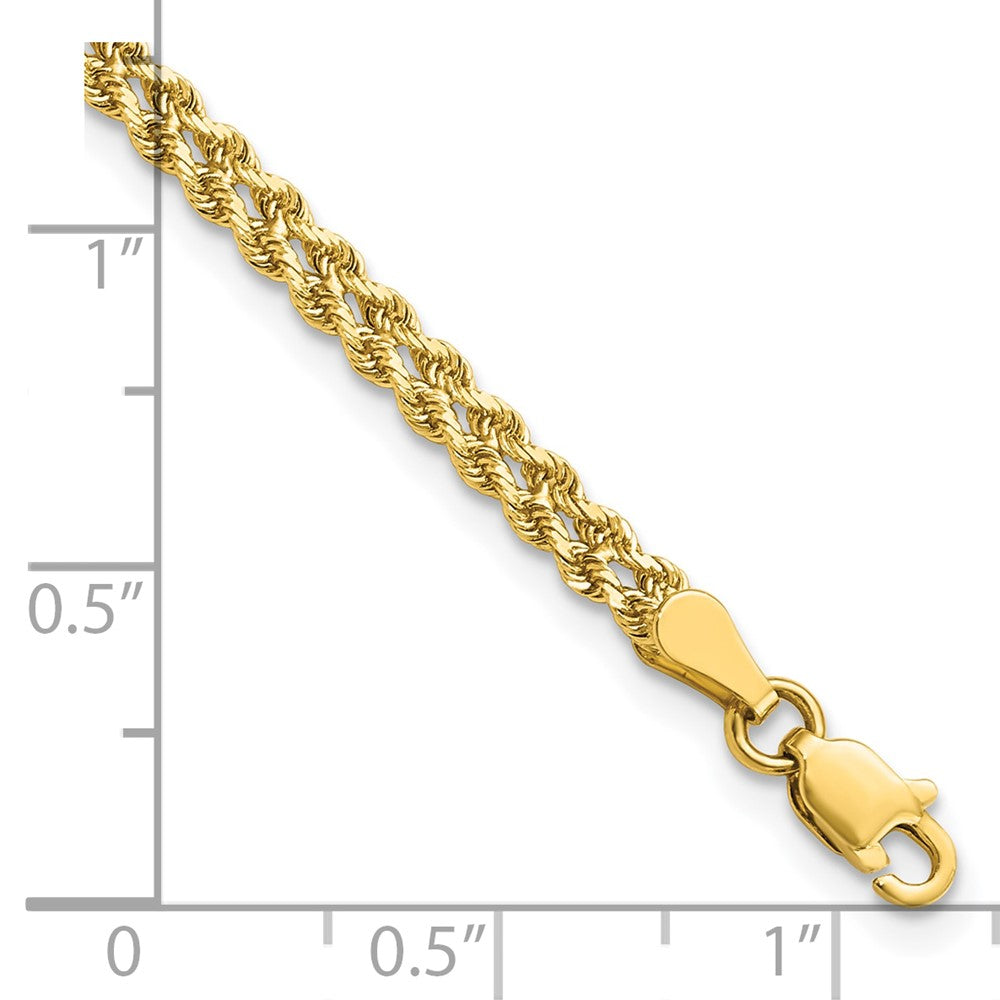 10K Yellow Gold 3.0mm Wide Diamond Cut Double Rope Chain Bracelet