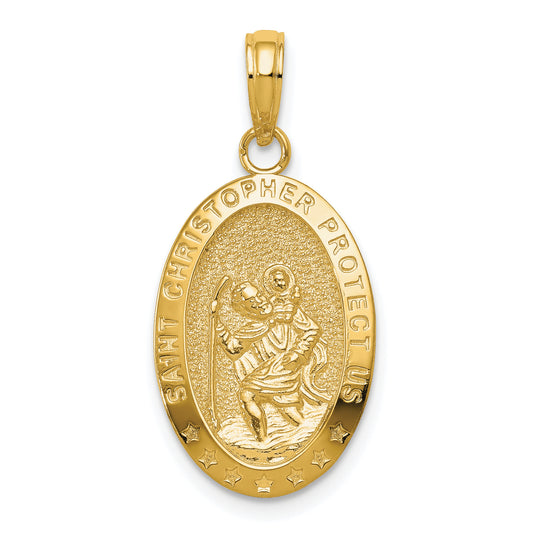 10K Yellow Gold Saint Christopher Medal Pendant