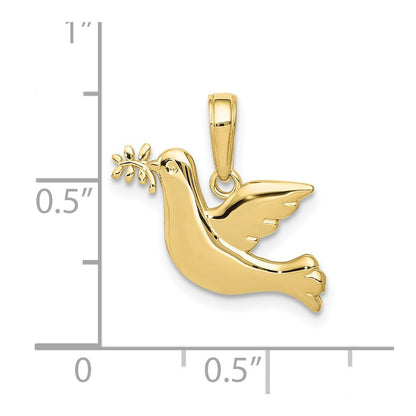 10K Yellow Gold Polished Dove Charm