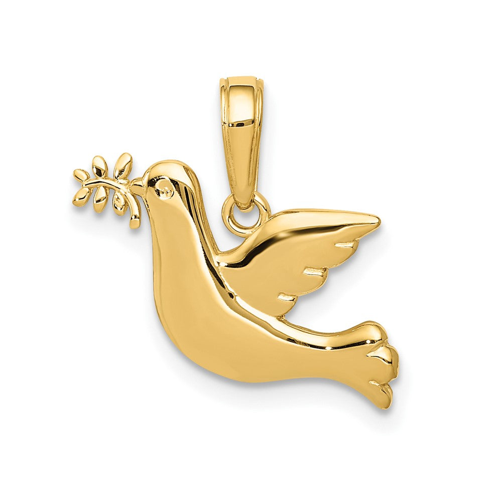 10K Yellow Gold Polished Dove Charm