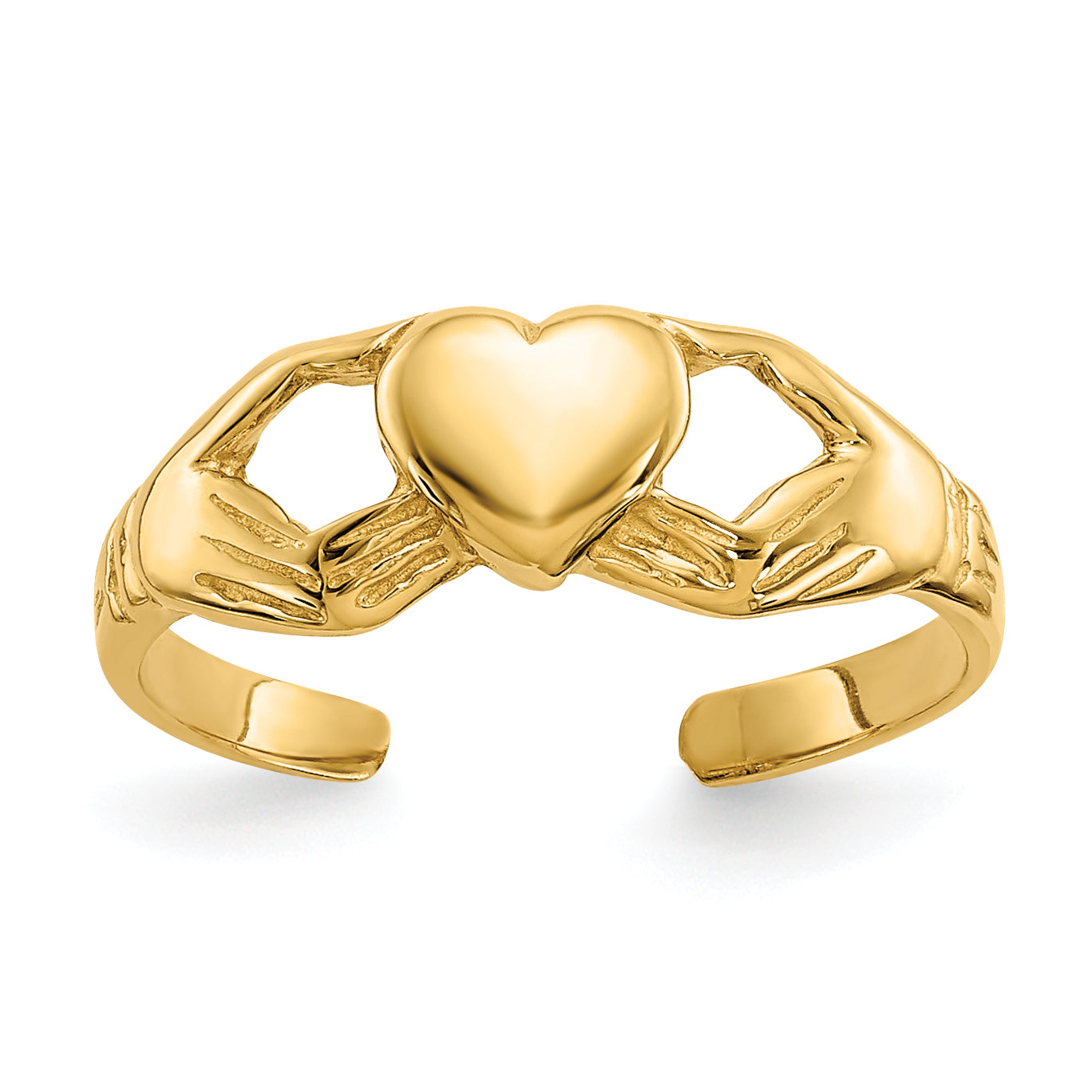10K Yellow Gold Polished Claddagh Toe Ring