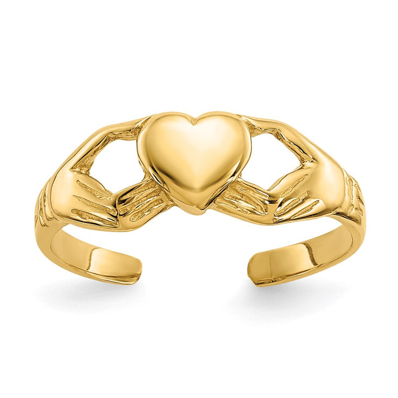 10K Yellow Gold Polished Claddagh Toe Ring