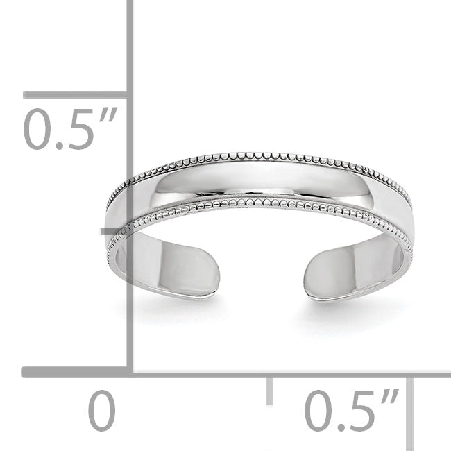 10K White Gold Mill Grain Adjustable Toe Ring