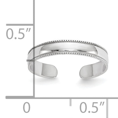 10K White Gold Mill Grain Adjustable Toe Ring