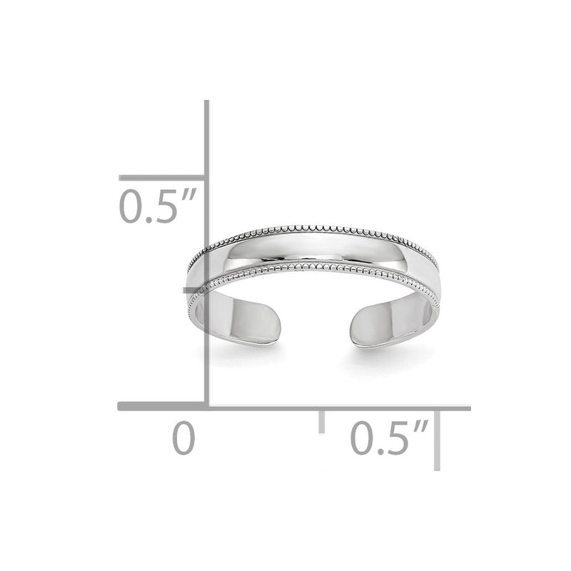 10K White Gold Mill Grain Adjustable Toe Ring