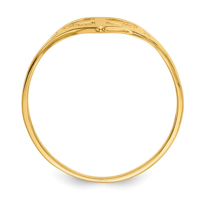 10K Yellow Gold Polished Heart W/ Cross Ring
