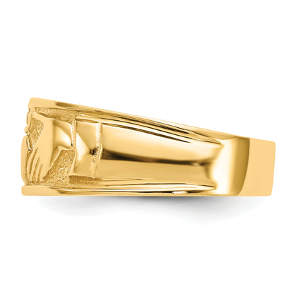 10K Yellow Gold Polished Claddagh Ring