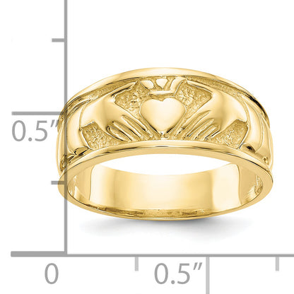 10K Yellow Gold Polished Claddagh Ring