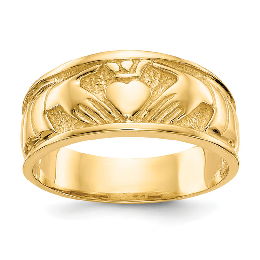 10K Yellow Gold Polished Claddagh Ring