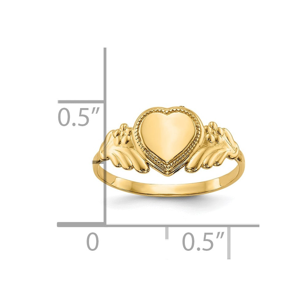 10K Yellow Gold Polished Heart Child'S Ring