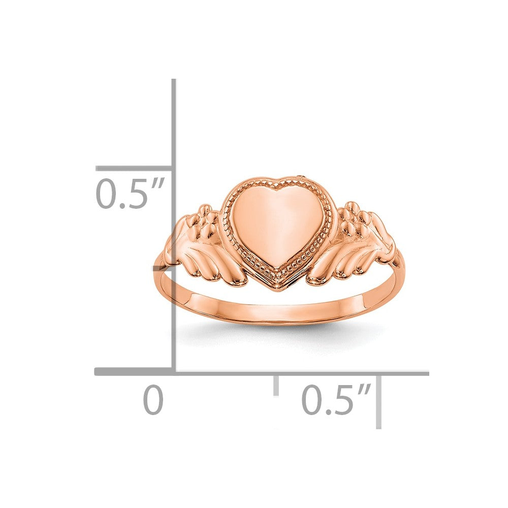 10K Rose Gold Polished Heart Child'S Ring