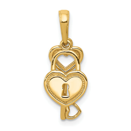10K Yellow Gold 10K Polished Heart Key And Lock Charm