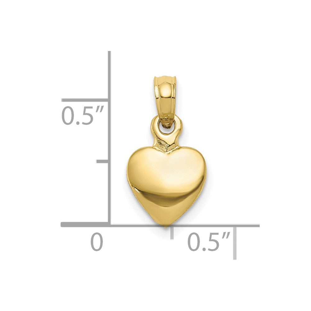 10K Yellow Gold 10K Polished Solid 3D Heart Pendant