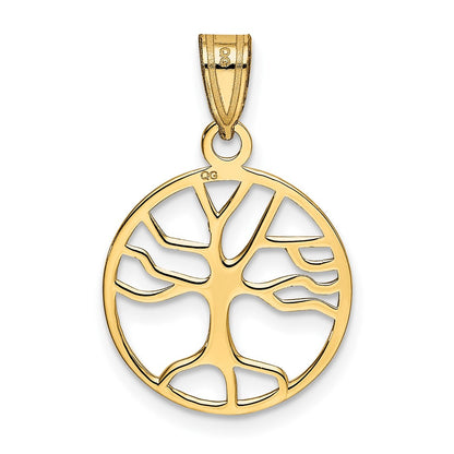 10K Yellow Gold 10K Polished Small Tree Of Life In Round Pendant