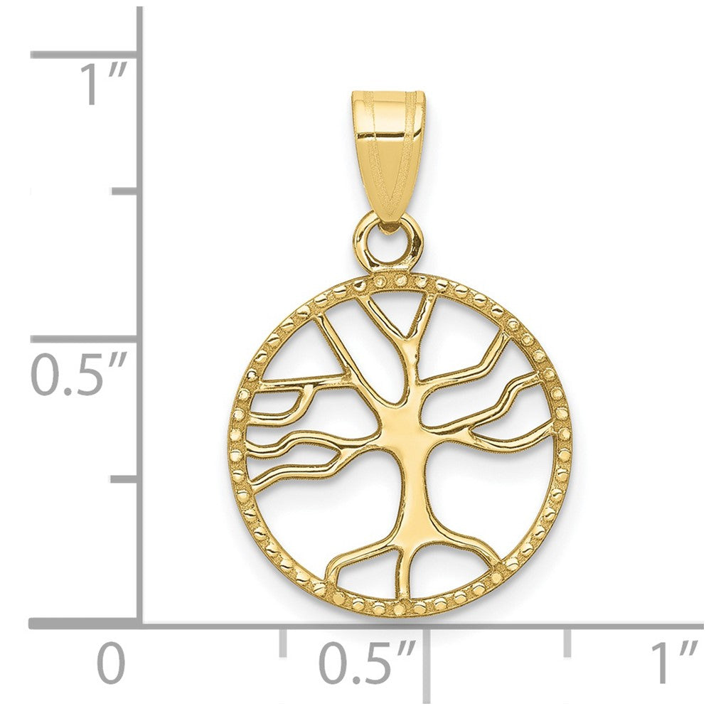 10K Yellow Gold 10K Polished Small Tree Of Life In Round Pendant