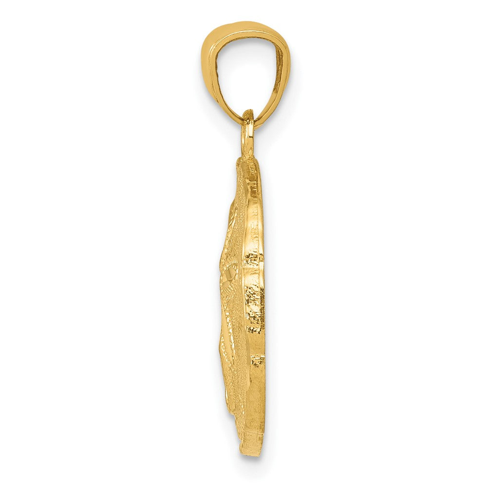 10K Yellow Gold Polished Large Sand Dollar Pendant