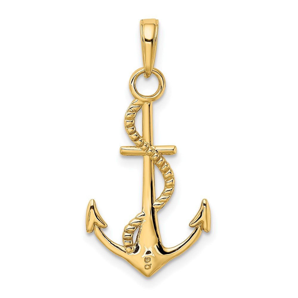 10K Yellow Gold 10K Polished Anchor W/Rope Pendant