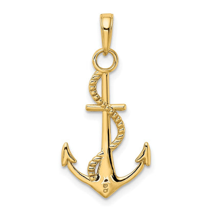 10K Yellow Gold 10K Polished Anchor W/Rope Pendant