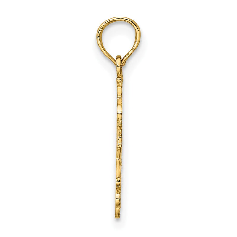10K Yellow Gold 10K I Heart Las Vegas With Dice Engraved Charm