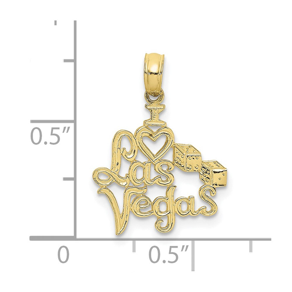 10K Yellow Gold 10K I Heart Las Vegas With Dice Engraved Charm