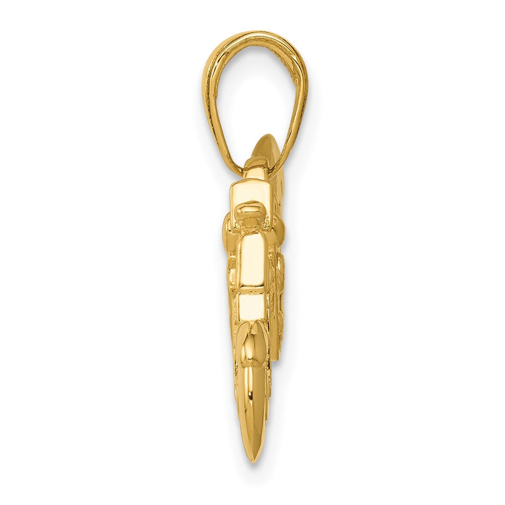 10K Yellow Gold 10K Polished Textured 3-D Motorcycle Pendant