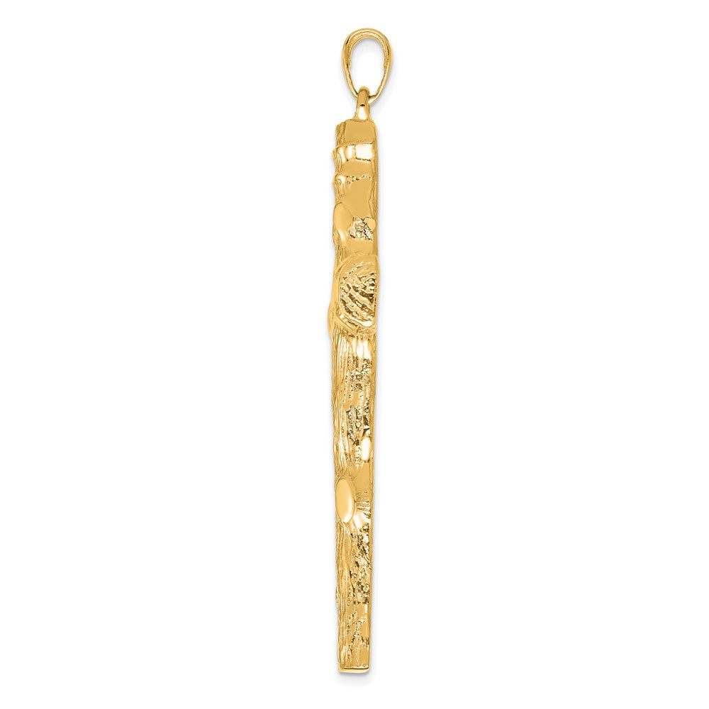 10K Yellow Gold Large Textured Cross Pendant
