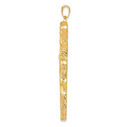 10K Yellow Gold Large Textured Cross Pendant