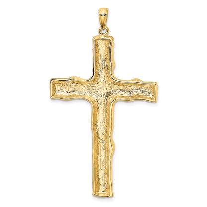 10K Yellow Gold Large Textured Cross Pendant