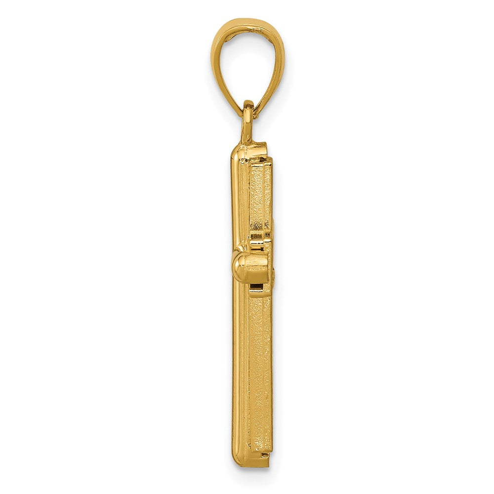10K Yellow Gold 10K Polished Beveled Stick Cross W/Frame Pendant