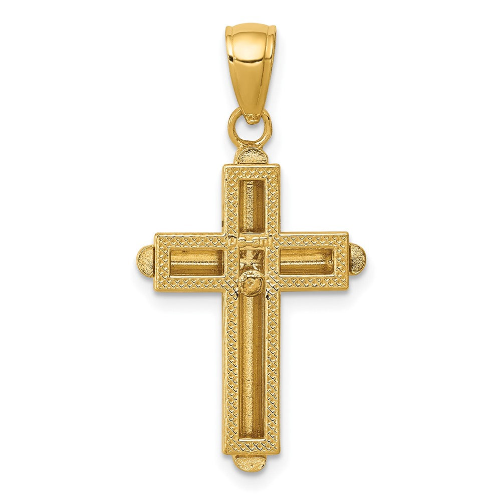 10K Yellow Gold 10K Polished Beveled Stick Cross W/Frame Pendant
