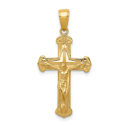 10K Yellow Gold 10K Polished Textured Crucifix Pendant