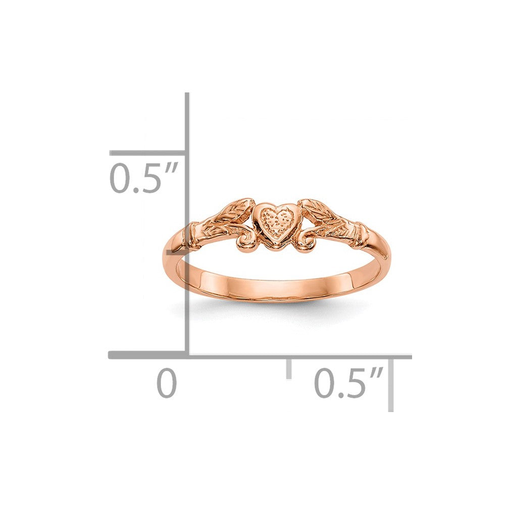 10K Rose Gold 10K Textured Mini Heart Baby Ring