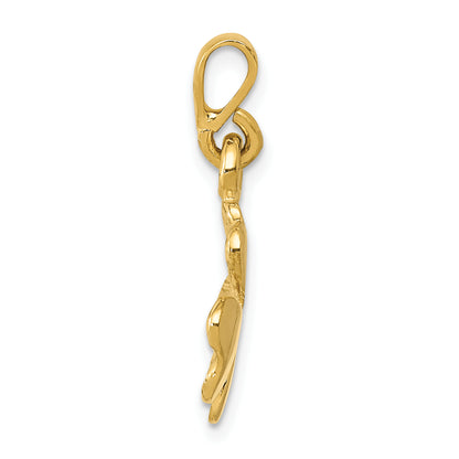 10K Yellow Gold Polished & Textured Four Leaf Clover Pendant