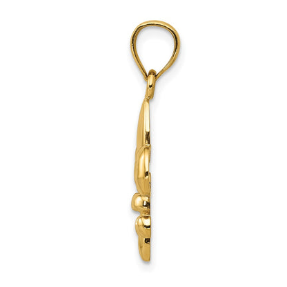 10K Yellow Gold Polished Fleur De Lis Pendant