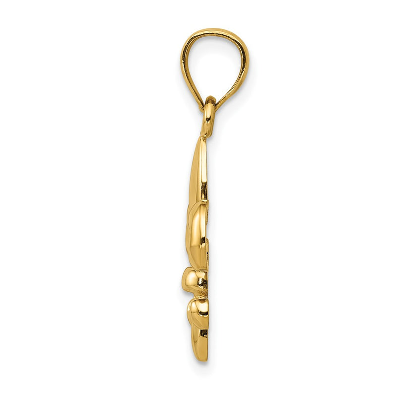 10K Yellow Gold Polished Fleur De Lis Pendant