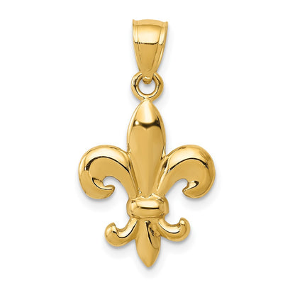 10K Yellow Gold Polished Fleur De Lis Pendant