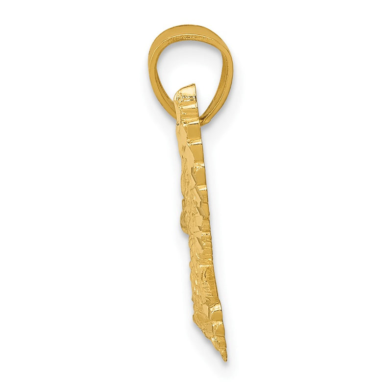 10K Yellow Gold Diamond-Cut Eagle Pendant