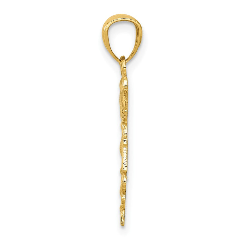 10K Yellow Gold Diamond-Cut Polished Rn Nurse Pendant