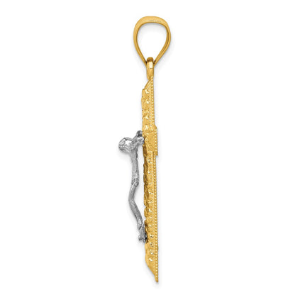 10K Two-Tone Diamond Cut Crucifix Pendant