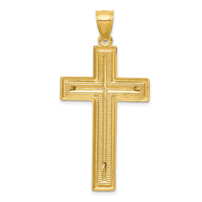 10K Two-Tone Diamond-Cut Latin Crucifix Pendant