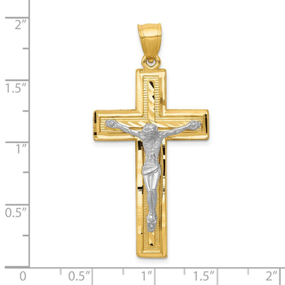 10K Two-Tone Diamond-Cut Latin Crucifix Pendant