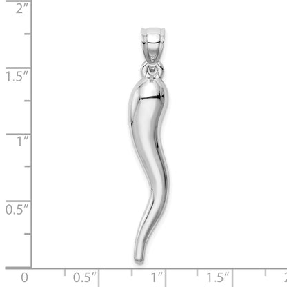 10K White Gold Hollow Italian Horn Pendant
