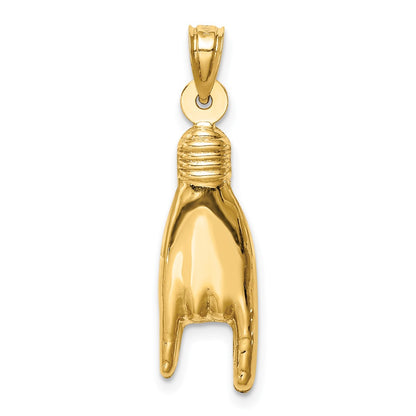 10K Yellow Gold 10K 3D Hollow Rock On Sign Charm