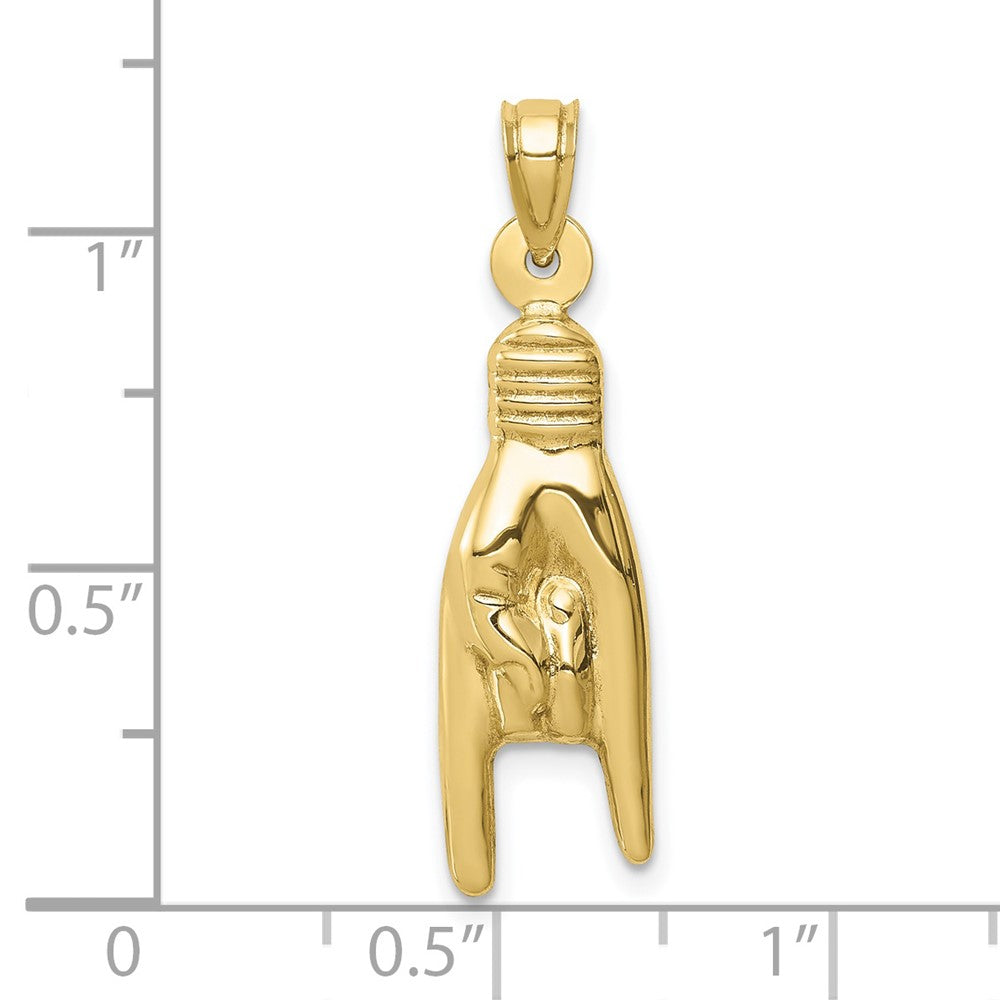 10K Yellow Gold 10K 3D Hollow Rock On Sign Charm