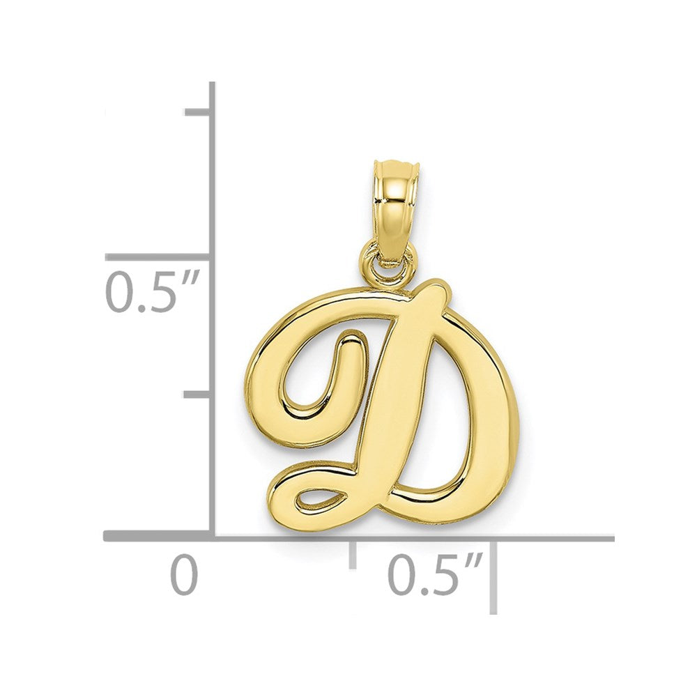 10K Yellow Gold 10K Polished D Script Initial Charm