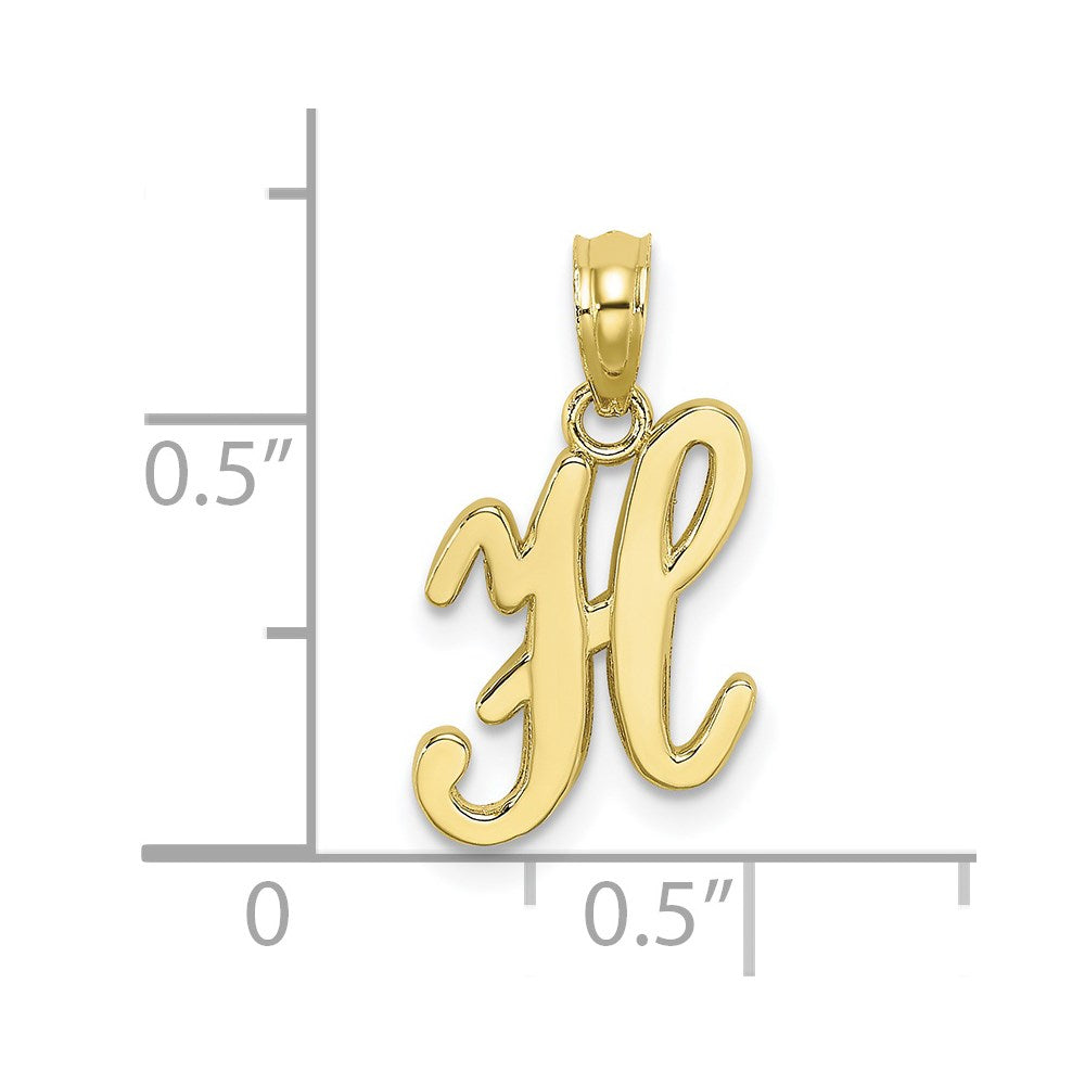 10K Yellow Gold 10K Polished H Script Initial Charm