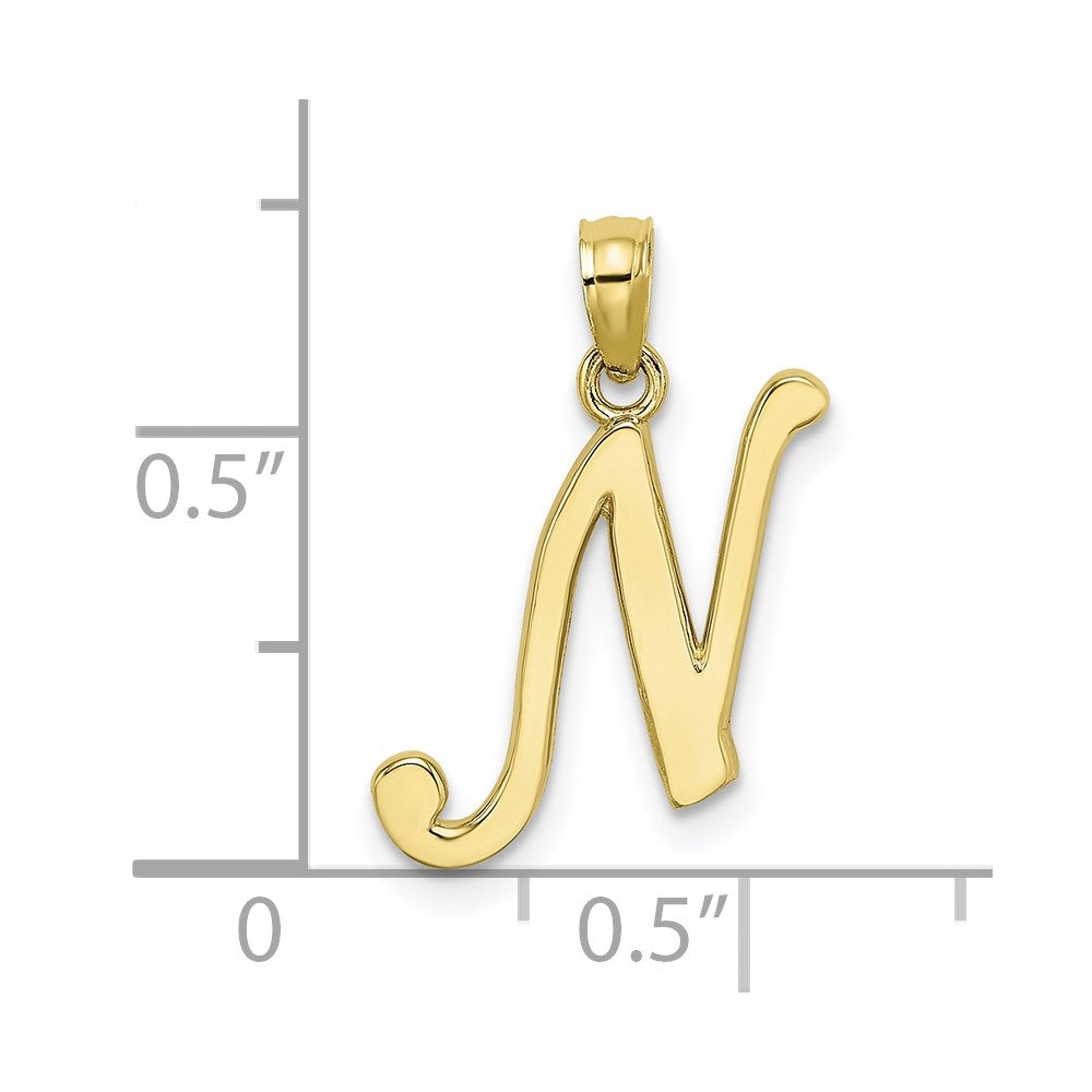 10K Yellow Gold 10K Polished N Script Initial Charm