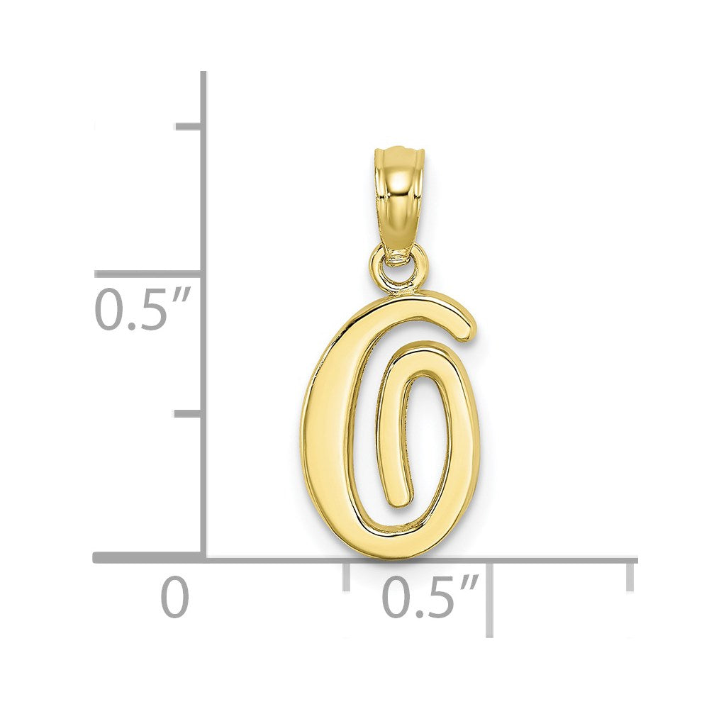 10K Yellow Gold 10K Polished O Script Initial Charm